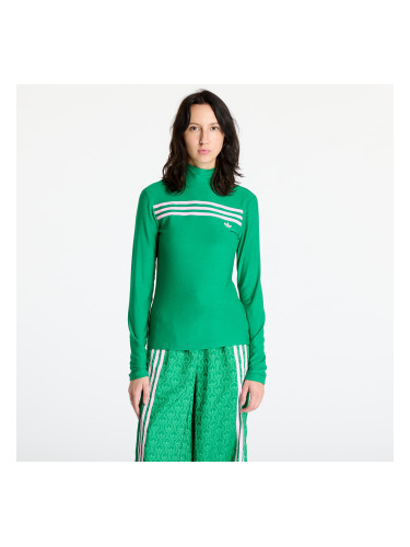 Тениска adidas Longsleeve 3-Stripe Tee Green XS