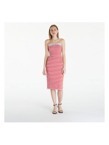 Рокля Tommy Jeans Logo Tape Stripe Knee Lenght Tube Dress Red L