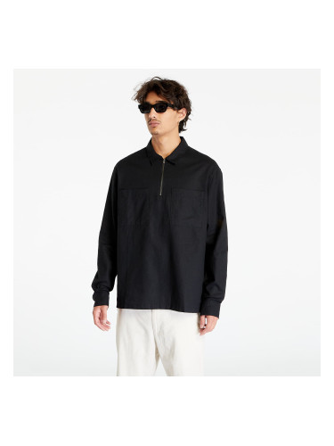 Риза Urban Classics Cotton Linen Half Zip Shirt Black XL