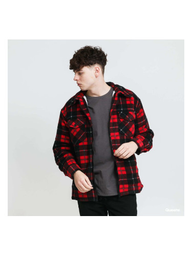 Яке Urban Classics Plaid Teddy Lined Shirt Jacket Black/ Red M