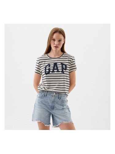 Тениска GAP Logo Slub Tee White Black Stripe XXS