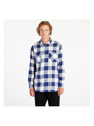 Риза Urban Classics Long Oversized Checked Shirt Dark Blue/ Cream S