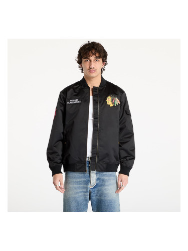 Яке Mitchell & Ness NHL Team Leader Satin Current Logo Blackhawks Bomber Black M