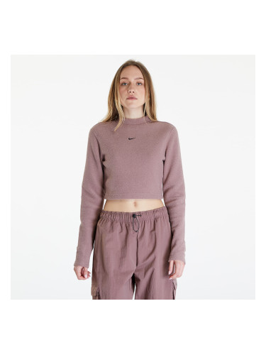 Тениска Nike Sportswear Phoenix Plush Women's Long-Sleeve Crop Top Smokey Mauve/ Black M