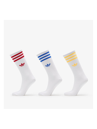 adidas High Crew Solid Socks 3-Pack White / Blue / Spark / Better Scarlet S