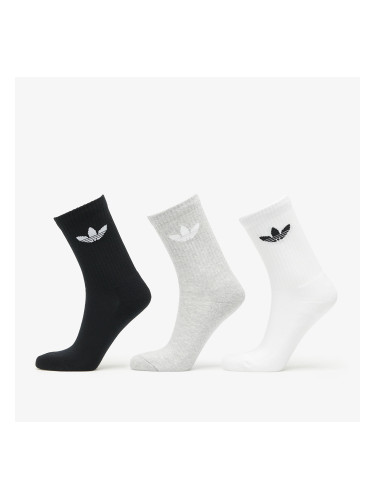 adidas Originals Trefoil Cushion Crew Sock 3-Pack White/ Medium Grey Heather/ Black S