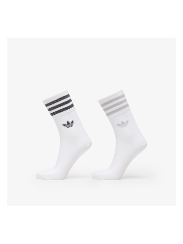 adidas Mid-Cut Glitter Crew Socks 2-Pack White/ Grey Two/ Black XS