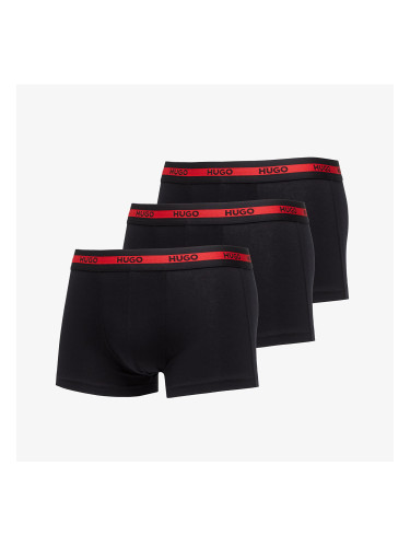 Hugo Boss Logo-Waistband Stretch Trunks 3-Pack Black S