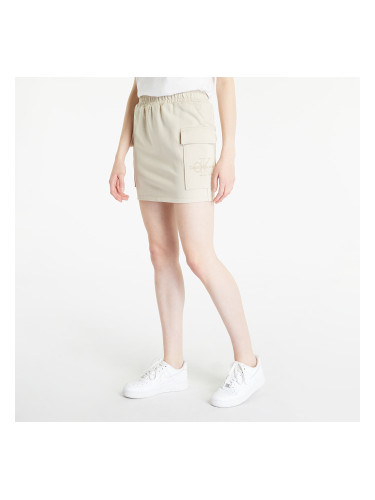 CALVIN KLEIN JEANS Embroidered Monologo Straight Skirt Beige L