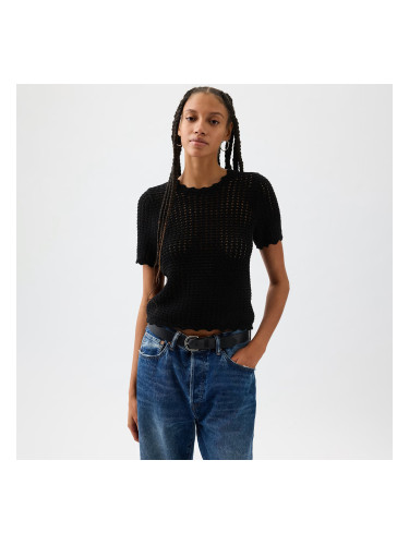 Тениска GAP Shortsleeve Crochet Tee True Black V2 XXS