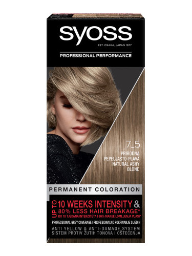 Syoss боя за коса - Permanent Coloration - 7_5 Natural Ashy Blond