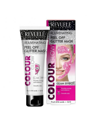 Revuele маска за лице - Regenerating Peel-off Glitter Mask - Color Glow - Pink