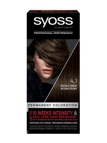 Syoss боя за коса - Permanent Coloration - 4_1 Medium Brown