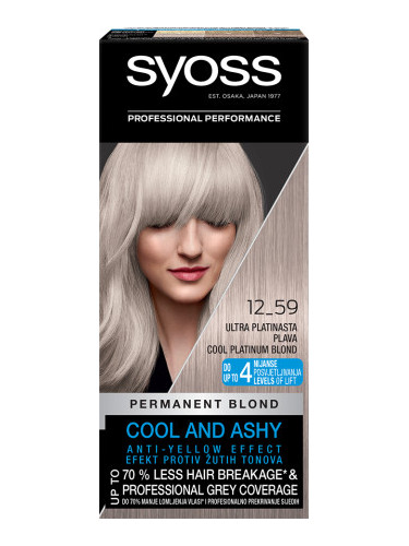 Syoss боя за коса - Permanent Coloration - 12_59 Cool Platinum Blond