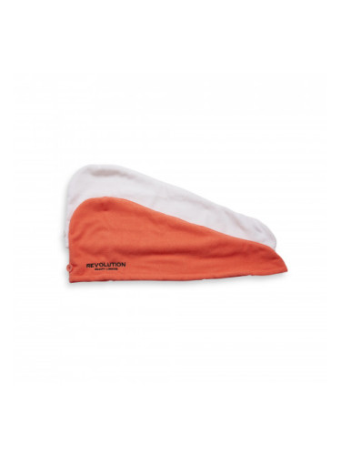 Revolution Haircare двулицева микрофибърна кърпа за коса - 2pk Microfibre Hair Wrap White/Coral