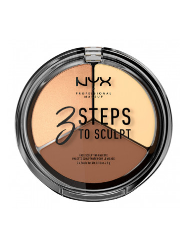 NYX Professional Makeup палитра за контуриране - 3 Steps To Sculpt Face Sculpting Palette – Light (3STS02)