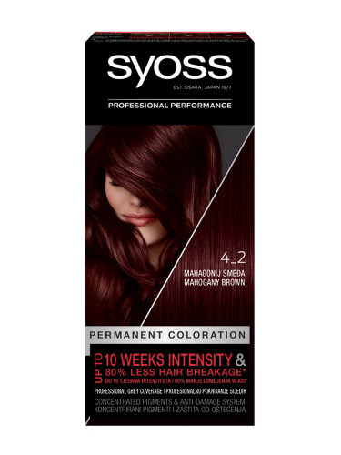 Syoss боя за коса - Permanent Coloration - 4_2 Mahogany Brown