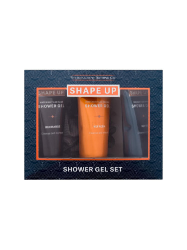 Xpel Shape Up Shower Gel Set Подаръчен комплект душ гел Bergamot & Mint 100 ml + душ гел Peppermint & Orange 100 ml + душ гел Water Mint & Sage 100 ml + гъба за баня увредена кутия