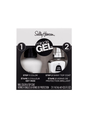 Sally Hansen Miracle Gel Подаръчен комплект гел лак за нокти Miracle Gel 14,7 ml + топ лак Miracle Gel Shiny Top Coat 14,7 ml