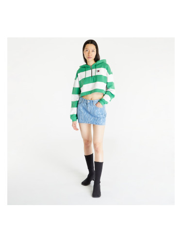 Суитшърт Tommy Jeans Crop Stripe 1/4 Zip Hoodie Coastal Green L