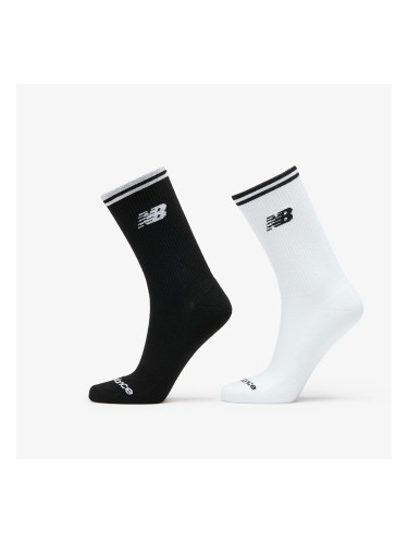 New Balance Running Stripe Midcalf Socks 2-Pack Black/ White L