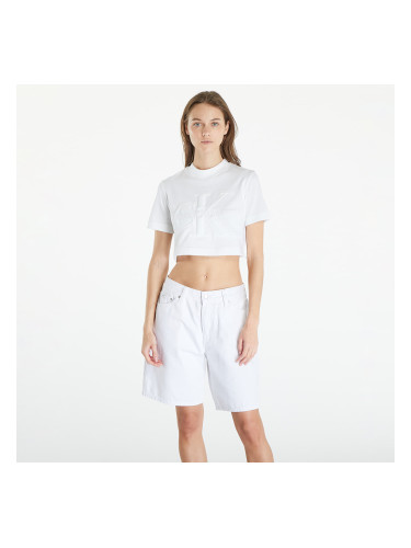 Тениска Calvin Klein Jeans Premium Monologo Cropped T-Shirt White L