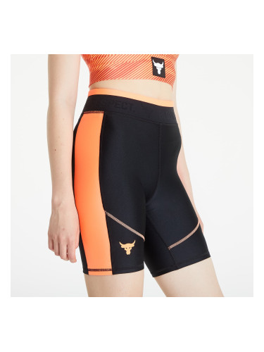 Къси панталони Under Armour Project Rock HeatGear Bike Short Black/ Electric Tangerine M