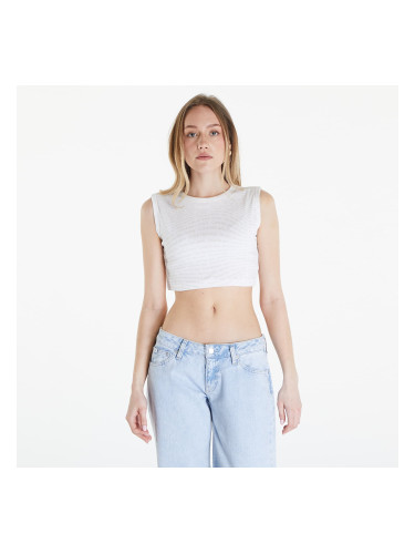Calvin Klein Jeans Aop Cropped Tank Top Warp Logo White L