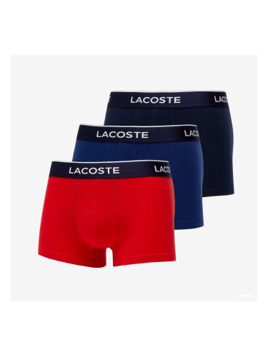 LACOSTE Underwear Trunk 3-Pack Navy Blue/ Red/ Methylene XL