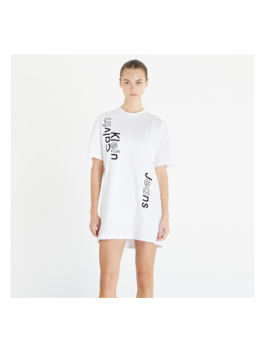 Calvin Klein Jeans Multi Placement Logo Tee Dress Bright White S