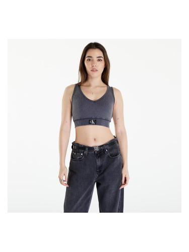 Calvin Klein Jeans Label Washed Rib Crop Top Washed Black L