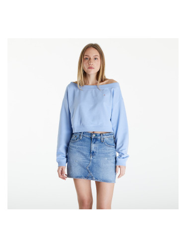 Суитшърт Tommy Jeans Cropped Off Shoulder Sweatshirt Blue L