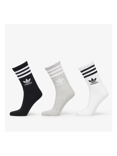 adidas Mid Cut Crew Socks 3-Pack White/ Medium Grey Heather/ Black L