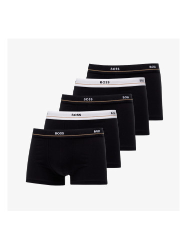 Hugo Boss Stretch-Cotton Trunks With Logo Waistbands 5-Pack Black S