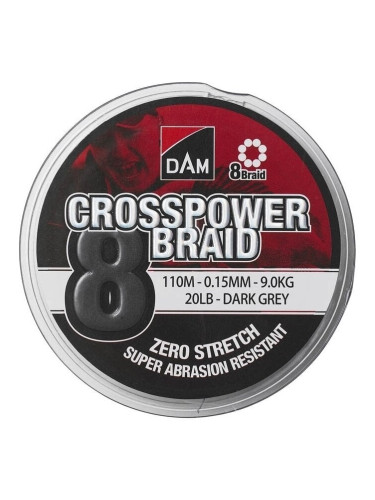 DAM Crosspower 8-Braid Dark Grey 0,20 mm 150 m 12,6 kg Плетена линия