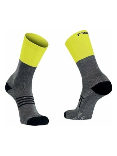 Northwave Extreme Pro High Sock Grey/Yellow Fluo XS Чорапи за колоездене