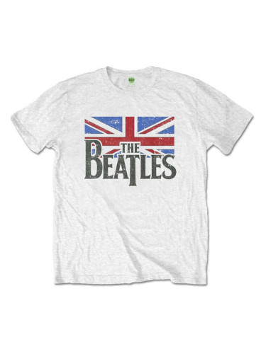 The Beatles Риза Drop T Logo & Vintage Flag Kids White 7 - 8 години