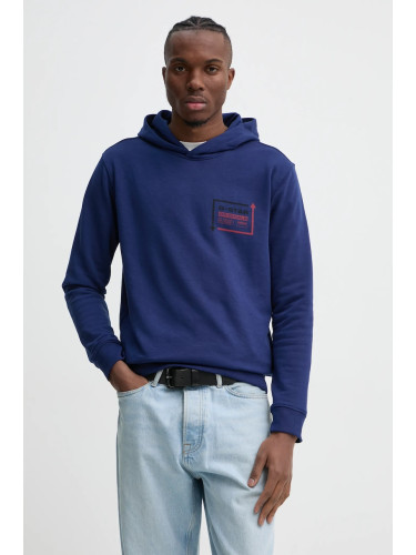 Суичър G-Star в тъмносиньо с качулка с принт D25442-D797