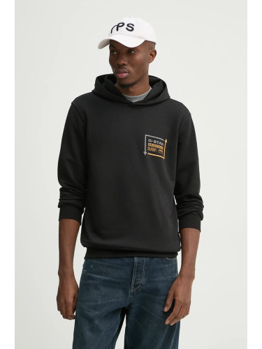 Суичър G-Star в черно с качулка с принт D25442-D797