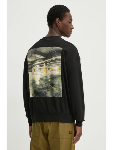 Памучен суичър G-Star в черно с принт D25102-D257