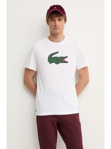 Тениска Lacoste в бежово с принт TH7513