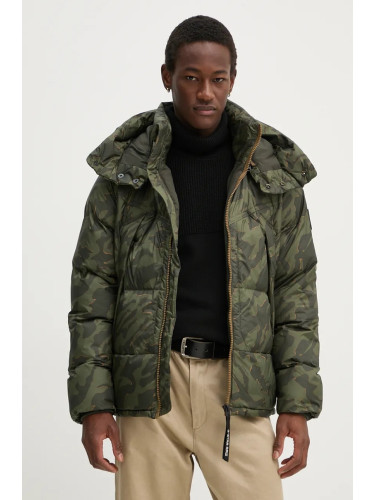 Яке G-Star в зелено зимен модел с уголемена кройка D25345-C441