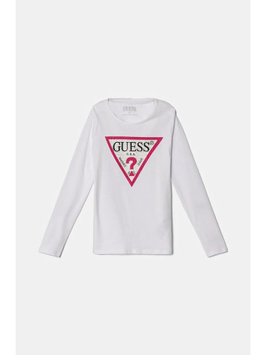 Детска блуза с дълги ръкави Guess в бяло J2YI50 K6YW1