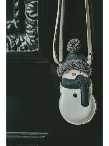 Детска кожена чанта Donsje Britta Exclusive Purse Snowman в бяло 5002032