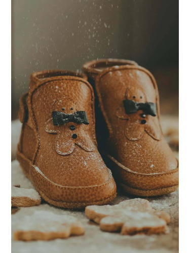 Бебешки кожени обувки Donsje Aggas Booties Gingerbread в кафяво 1035702