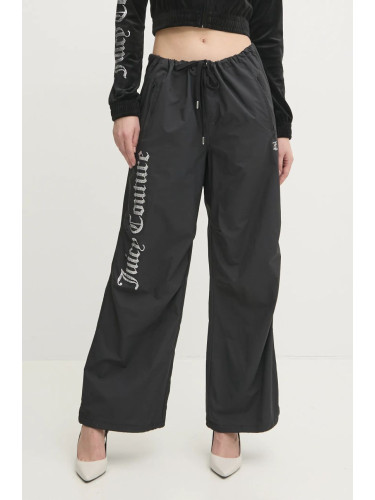 Спортен панталон Juicy Couture AYLA PARACHUTE PANT в черно с апликация JCWBJ24306