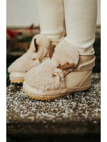 Бебешки кожени обувки Donsje Richy Booties Reindeer в бежово 1033810