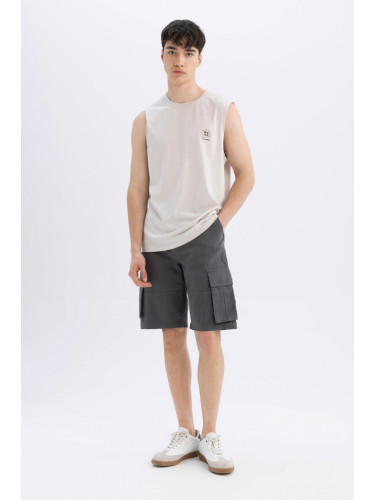 DEFACTO Relax Fit Straight Leg Gabardine Bermuda Shorts