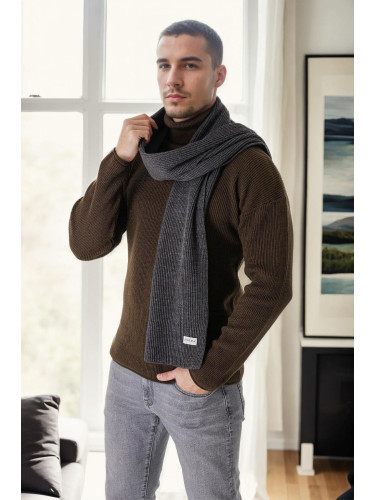 49766 Dewberry Knitted Mens Scarf-ANTHRACITE
