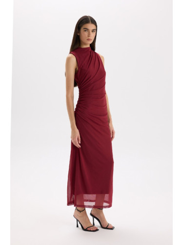 DEFACTO Bodycon Bodycon Half Turtleneck Basic Plain Tulle Sleeveless Maxi Dress